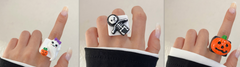 Halloween Knuckle Ring Set with Pumpkin, Bat, Ghost