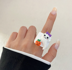 Halloween Knuckle Ring Set with Pumpkin, Bat, Ghost