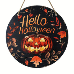 Wooden Pumpkin Head Halloween Logo Decor (One Piece)