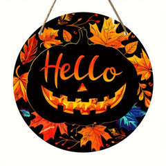 Wooden Pumpkin Head Halloween Logo Decor (One Piece)