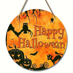 Wooden Pumpkin Head Halloween Logo Decor (One Piece)