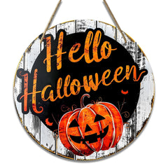 Wooden Pumpkin Head Halloween Logo Decor (One Piece)