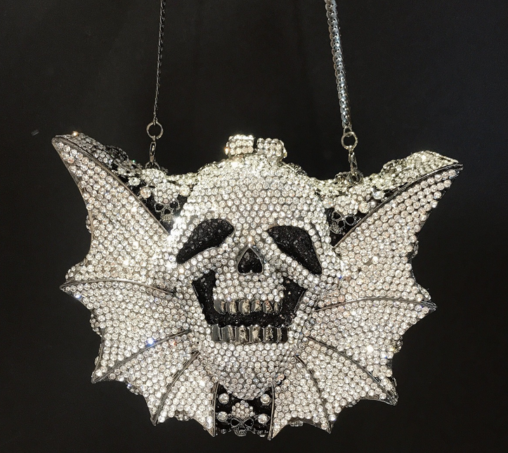 Halloween Crystal Skull Bat Women's Bag