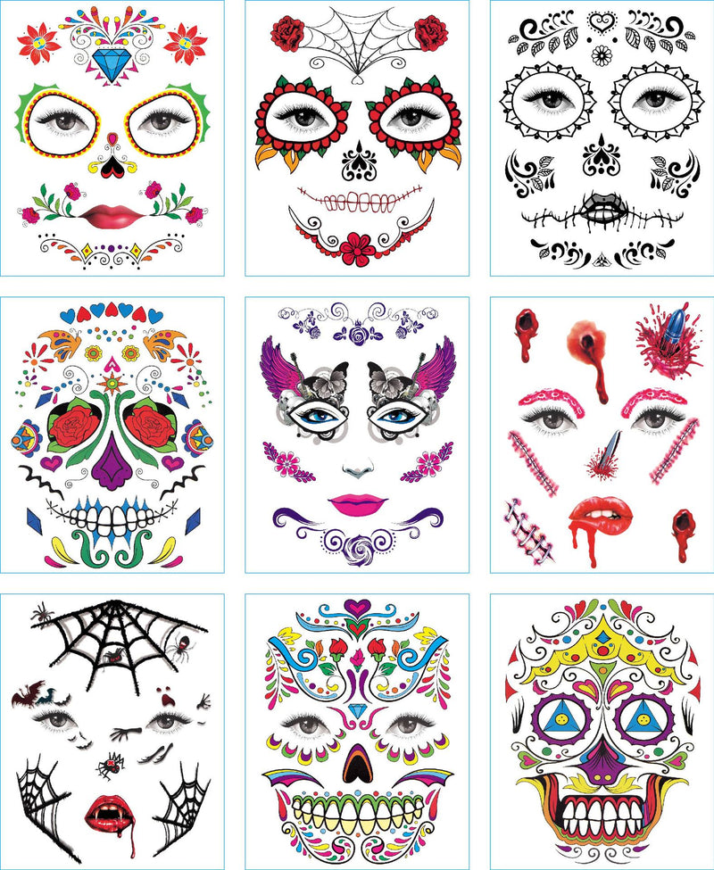 Waterproof Halloween Face Tattoo Stickers for Parties