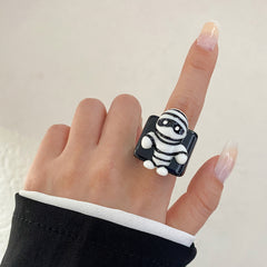 Halloween Knuckle Ring Set with Pumpkin, Bat, Ghost