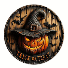 Wooden Pumpkin Head Halloween Logo Decor (One Piece)
