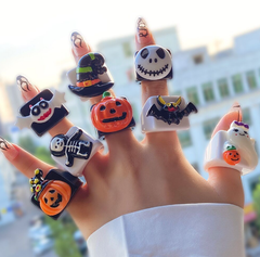 Halloween Knuckle Ring Set with Pumpkin, Bat, Ghost