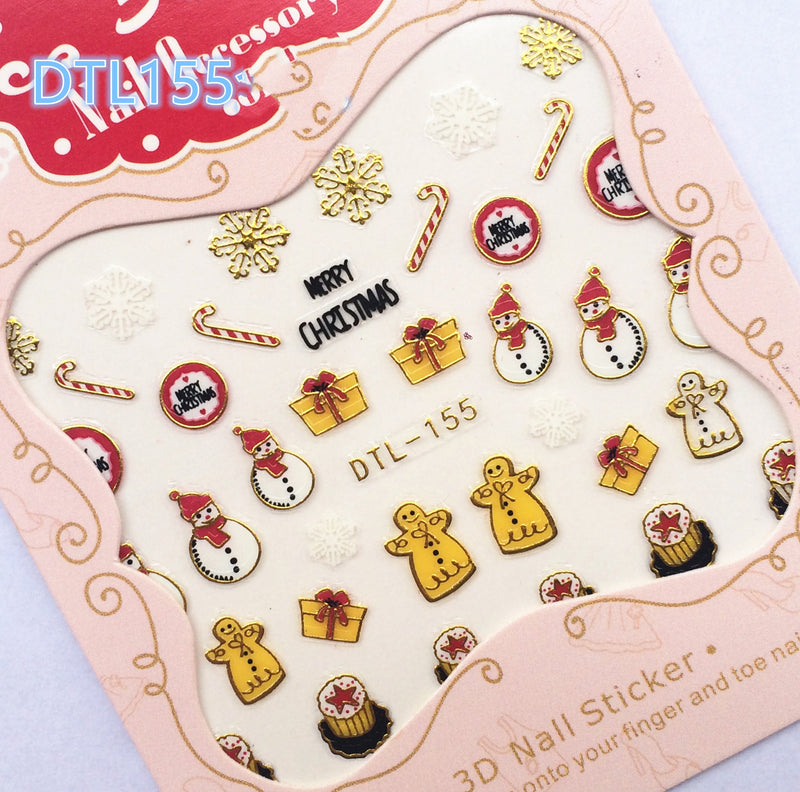 3D Christmas Nail Art Stickers and Decorations