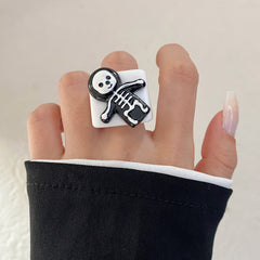 Halloween Knuckle Ring Set with Pumpkin, Bat, Ghost