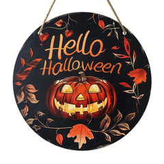 Wooden Pumpkin Head Halloween Logo Decor (One Piece)